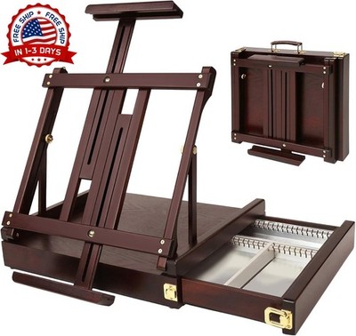 Caballete de mesa ajustable de madera maciza de haya con almacenamiento NUEVO US