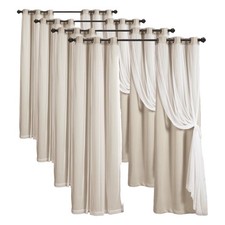 Lush Decor Sheer Grommet Curtains Blackout Lined Window Panels Wheat 38x84" Set