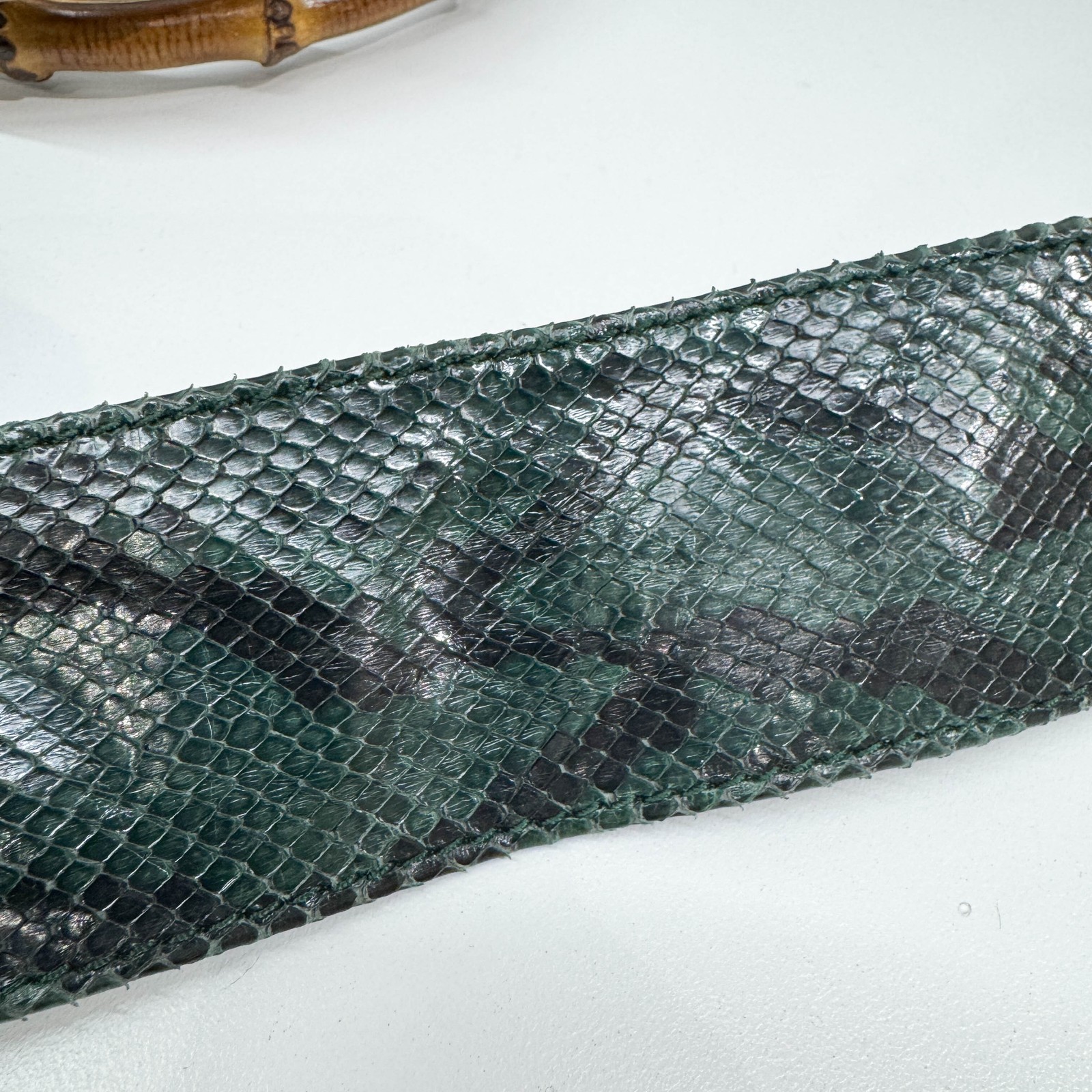 GUCCI Bamboo Green Python Embossed Leather Two Wa… - image 8