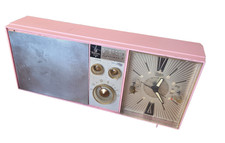 Vtg 1960s Barbie Pink Emerson LifeTimer II Clock Tube Radio G1705 Tested Working
