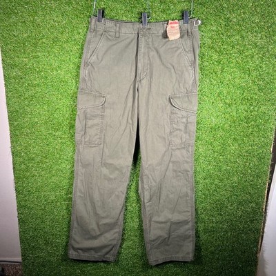 Levis XX Cargo Baggy Pants Mens 34x34 Olive Green Cotton Twill Tapered 003K