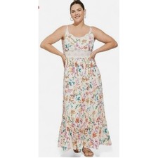 Torrid Floral Maxi Dress Size 1 (14-16) Lace Inset Sleeveless Boho Cottagecore