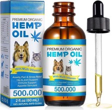 Hemp Oil for Dogs Cats Anxiety, Pain,Stress Calming Drops 100 Organic 60ML