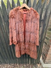 True Vintage Brown/Red Fur Coat with Satin Lining. 1950s-1960s