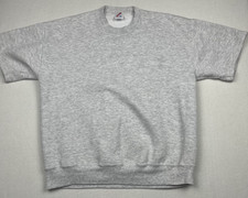 VTG Jerzees Sweatshirt Mens XL Short Sleeve 90s Made in USA Heather Gray Blank