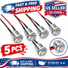5-Pcs 12 mm Momentary Push Button Switch Waterproof Push Button Switch Round