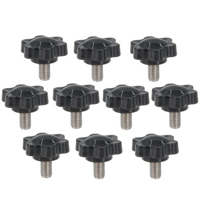 M6 x 10mm Thumb Screw Stainless Steel Metric Thread Black Star Knob 10 PCS
