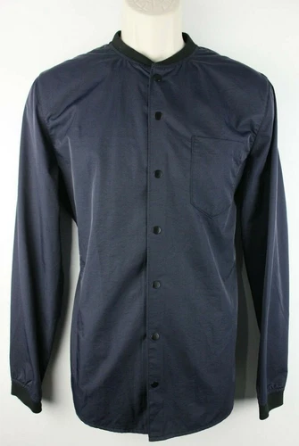 Topman Mens Snap Button Bomber Fit Jacket Sz Small Blue Polyester Blend EUC - product listing photo