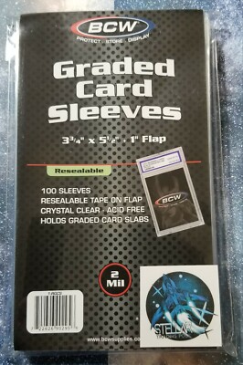 (100) BCW Graded Card Resealable Sleeves NEW For PSA BGS Graded Card Slabs