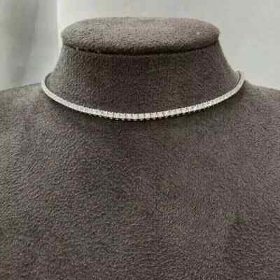 3 mm Damen Tennis Halskette 16 Zoll rund Lab Created Diamant 14K Weißgold pla...