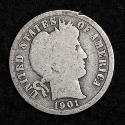 1901 Silver Barber Dime GOOD FREE SHIPPING 