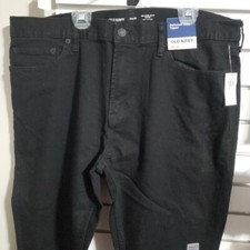 Mens Jeans 38x32 Relaxed Taper Black