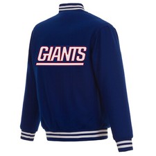 NFL New York Giants JH Design Wool Reversible Jacket With Embroidered Logos