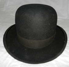 Vintage Men's Elk Brand Black Felt Bowler Hat - Size 6 7/8