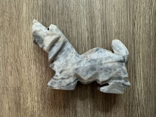 Vintage Hand Carved Gray White Marble Dog 4.5” Figurine Sculpture Statue ￼Figure - Picture 1 of 10