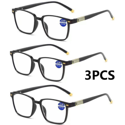 3PCS Men Women Anti Blue Light Reading Glasses Retro Square Frames Glasses New