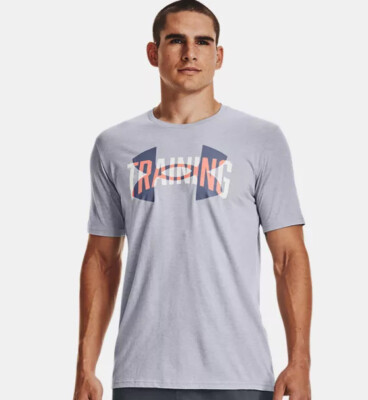 Under Armour Training Overlay T Shirt Short Sleeve Gray Large