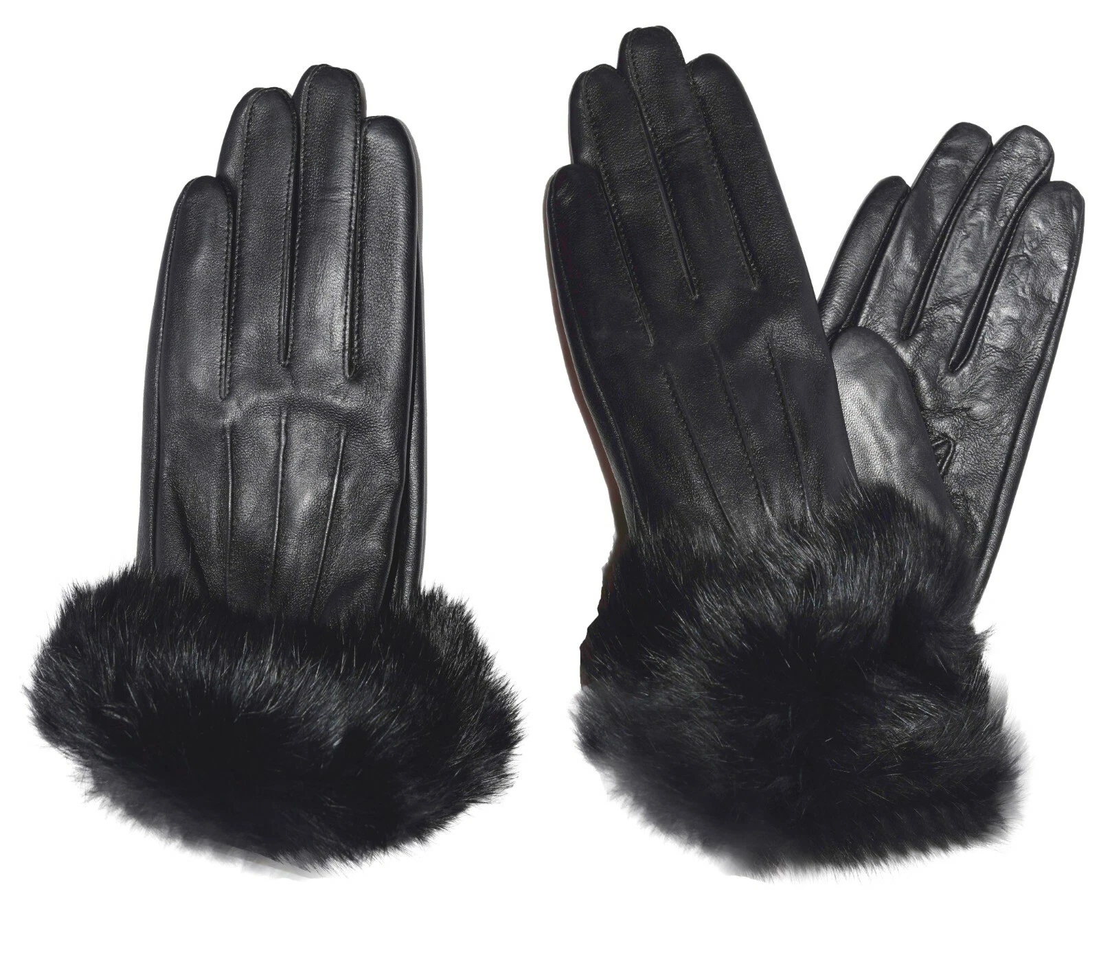 Lot of 2. Leather Gloves. Real fur. Size XL Women's Gloves winter gloves