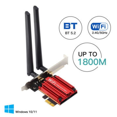 MT7921 AX1800 WiFi 6 PCI-E Network Card Dual Band 2.4G/5GHz Low Latency Gaming