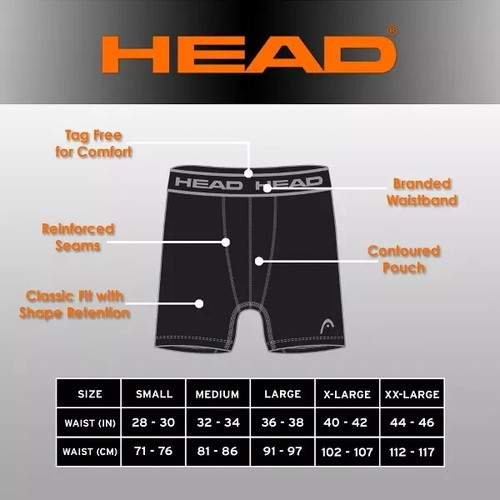 Head Confezione 3 Boxer Uomo Sportivo Slip Traspirante - Nero - S - Foto 6 di 6
