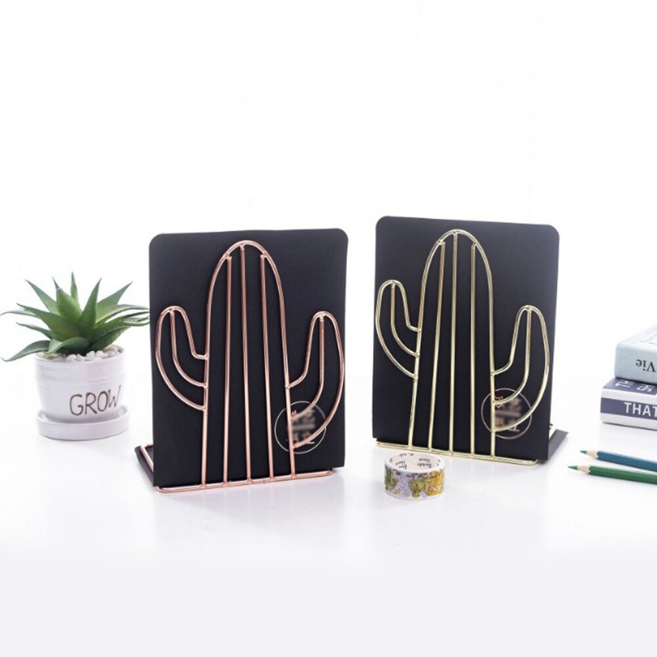 Cactus Decor Bookends Decorative Unique Stand Shelf Desktop Bookshelf