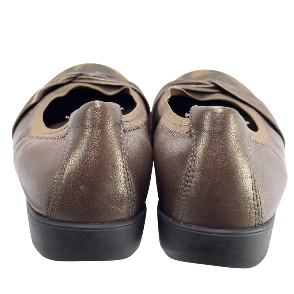 ARAVON женщин коричневый металлик кожи плоскостях змея печать носок крышка амортизированный размер 8 М - Изображение 4 из 4