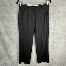 Theory Pants Womens 0 Black Wool Crop Pockets Trouser Neutral Minimalist Career