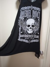 SALE Vocal REBEL ROCK Skull Tunic Tank Top w Sheer Back & Sparkling Rhinestones
