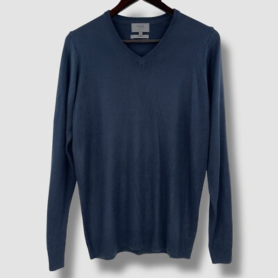 M&S COLLECTION Mens Dark Navy Cashmilon V-Neck Thin Jumper SIZE M UK