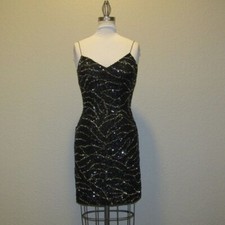 SCALA Sequin Spaghetti Strap Fitted Bodycon Cocktail Evening Pageant Dress Sz 4