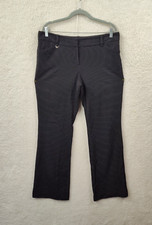 New York Company Women Pants 12 Average Black Striped Rayon Blend Flat Front