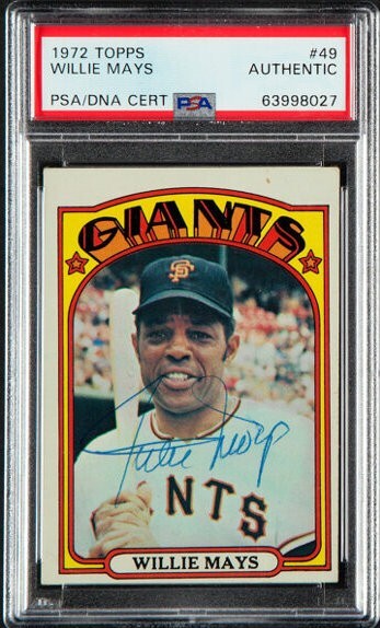 WILLIE MAYS SIGNED AUTO AUTOGRAPH 1972 TOPPS #49 BASEBALL CARD SF GIANTS PSA/DNA