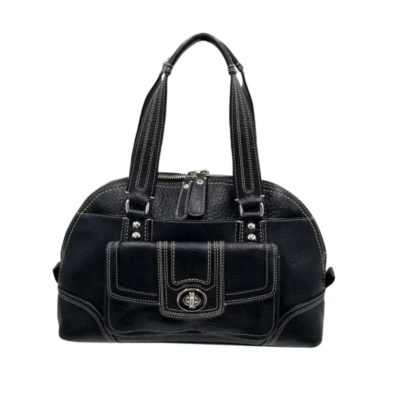 Coach Black Leather Satchel w/Turn Lock Front Pocket | eBay