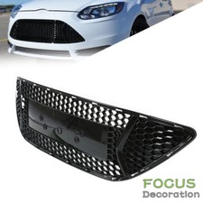 For 2013 14 Ford Focus Front Upper Bumper Grille Glossy Black Grill Abs Plastic