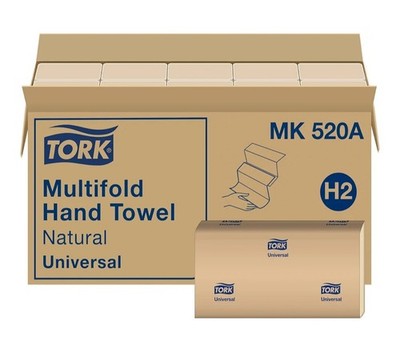 Tork MK520A Multifold Hand Towels Natural 1-Ply 4000 Sheets   Bulk Case H2
