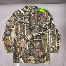 Under Armour Shirt Men XL Brown Scent Control Base Mossy Oak Breakup Fitted Hunt