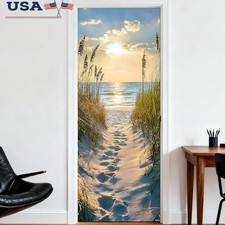 Beach Path Door Sticker Sunset Scene Coastal Decor Home Bedroom Wall Art New