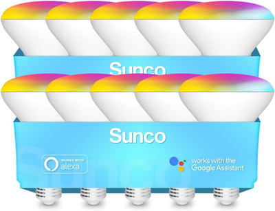Smart RGB Flood Light Bulbs 10-Pack, Dimmable, Alexa & Google Assistant Compatib
