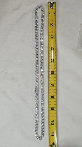 925 Sterling Silver Tennis Chain Necklace CZ Rhodium Finish 24" 5.8mm 58grams - Picture 11 of 13