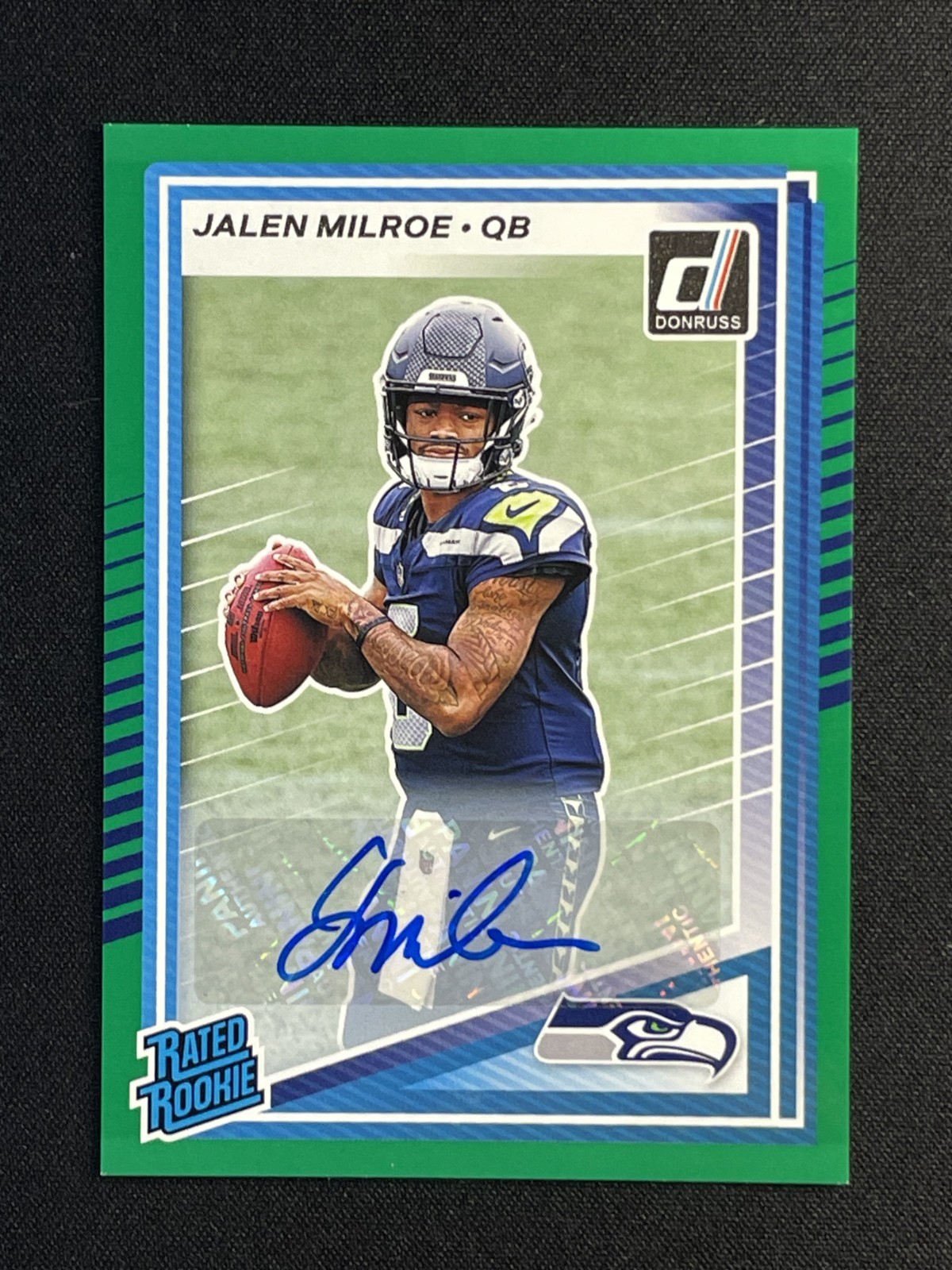 2025 Donruss Football Jalen Milroe Rated Rookie Green Auto #307