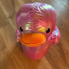 Jumbo 24 inch Easter Rubber Duck Metallic Pink Plush Stuffed Animal New