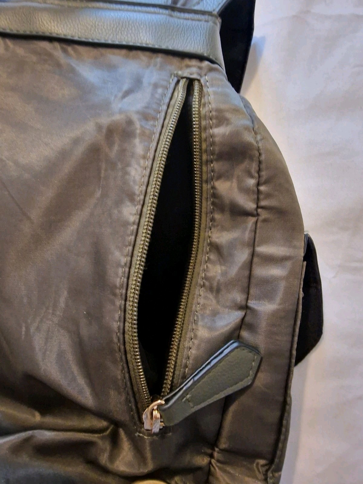 River Island Khaki Large Back Pack Used Loads Of Space Excellent Condition image 7