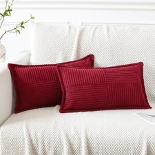 2er Set Boho Kissenbezug Ripp Samt Kreuz Sofa Ohrbezug...