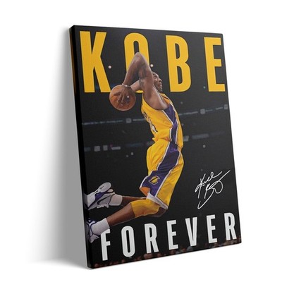 Kobe Bryant Canvas Wall Art Decor - Lakers Basketball Dunk Poster with No. 24...