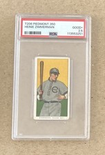 T206 Piedmont 350 Heinie Zimmerman Tobacco Baseball Card PSA 2.5