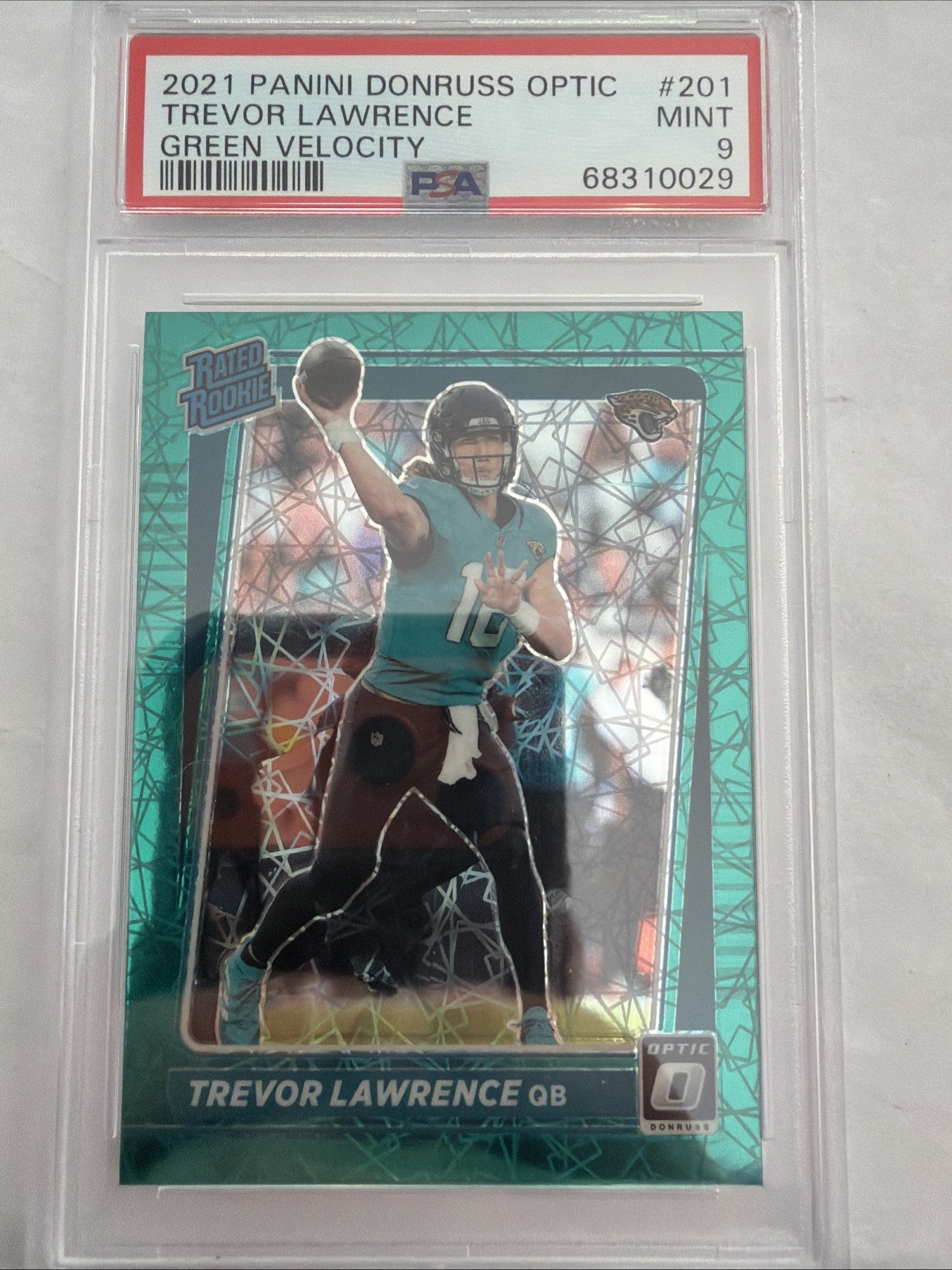 2021 Panini Donruss Optic Rated Rookie Trevor Lawrence 201 Green Velocity Prizm