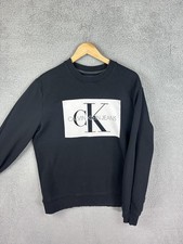 Calvin Klein Jeans Sweatshirt Mens Large Black CK Logo Crewneck Fleece Pullover