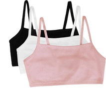 3 Fruit Of The Loom Sz 44 Spaghetti Strap Pullover Sports Bra, Pink White Black