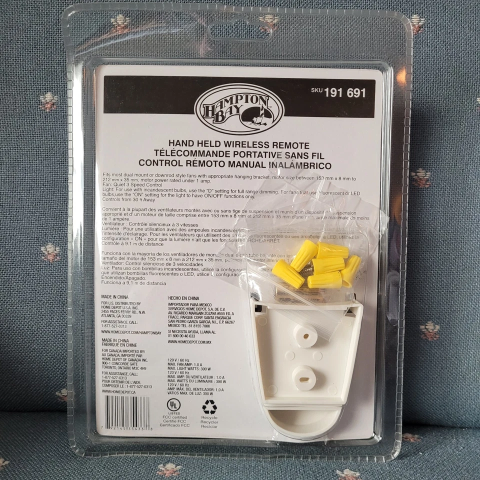 Hampton Bay 70830 FBA_191 691 Fan Remote - White New Factory Sealed  - Image 2 of 4