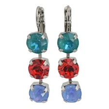 Mariana Colorful POPPY Sun-Kissed 3 Dangle Three Stone Crystal Earrings
